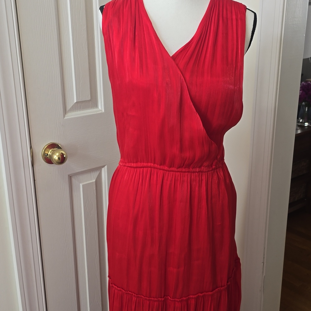 LC LAUREN CONRAD BRAND WOMEN'S PLUS SIZE RED SLEEVELESS RUFFLES SUMMER DRESS XXL